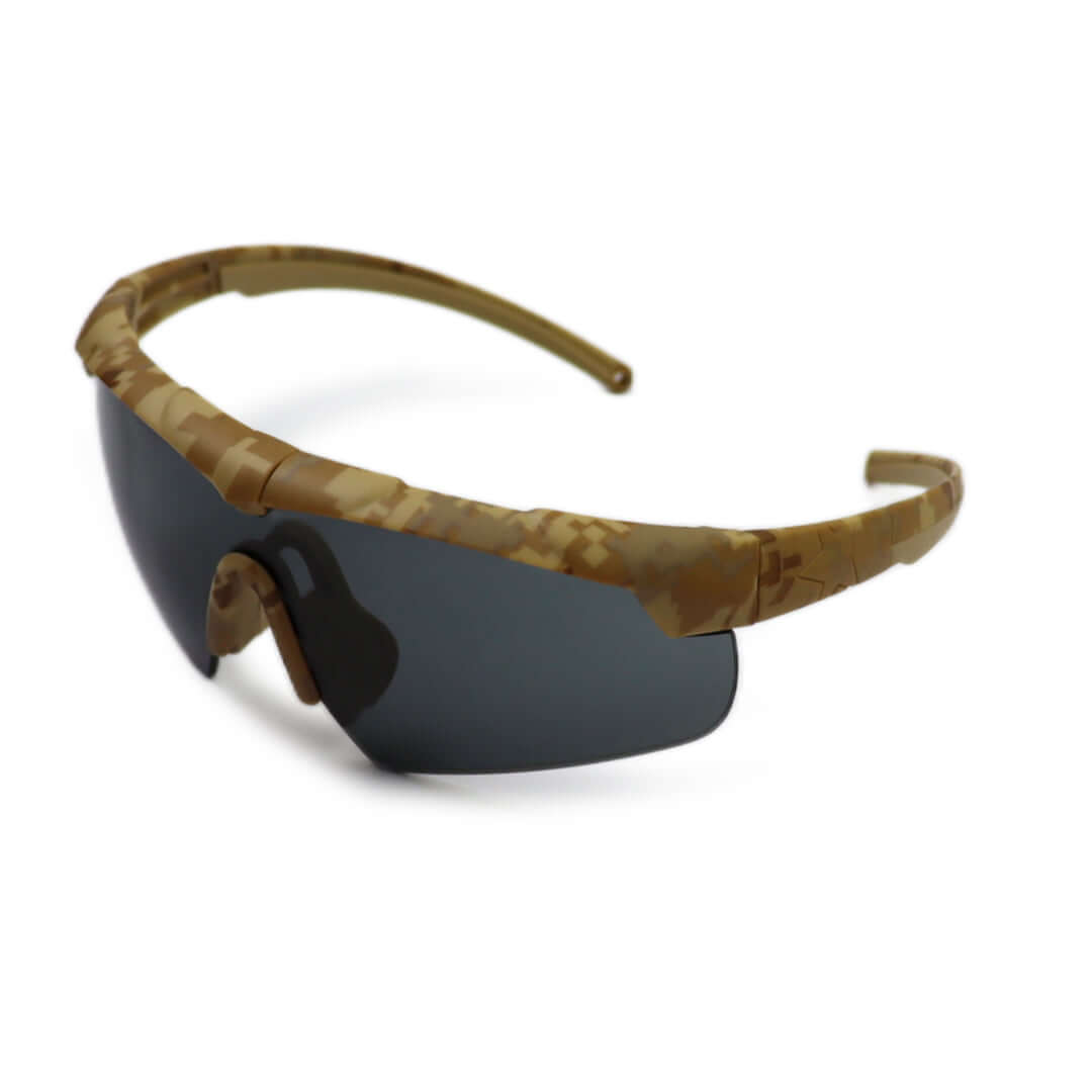 Ballistic Sunglasses with Camouflage Frame for elite protection and optical precision.
