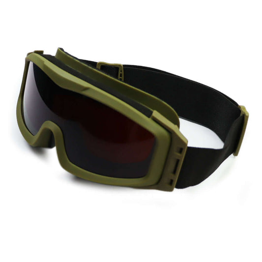 Laser Protective Goggles with green frame and military ballistic lens for superior protection and clarity.