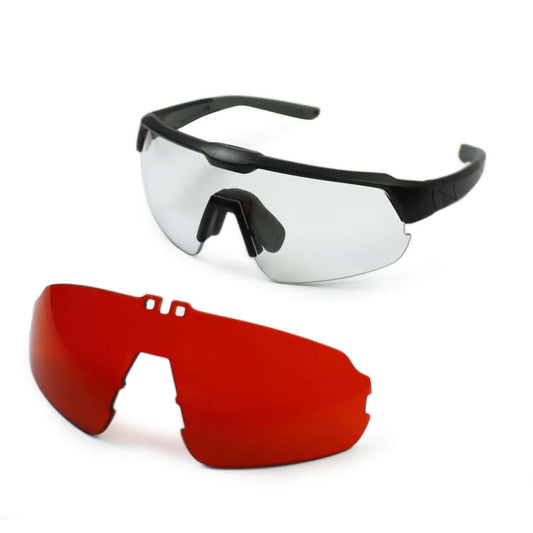 Laser Protection Spectacle - Military Ballistic 2-Lens Kit with transparent and red lenses.