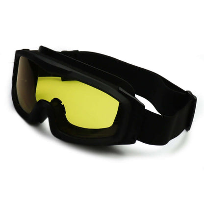Military and Police Goggles designed for tactical night vision with yellow lenses and adjustable straps.