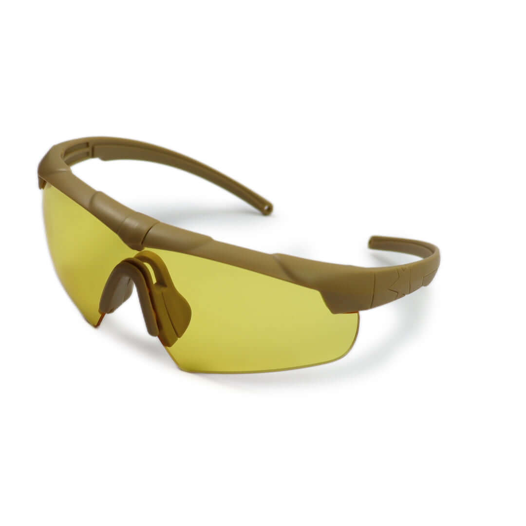 Night Vision Ballistic Spectacle | Tan Frame 1-Yellow-Lens Kit for tactical eyewear with optical clarity.