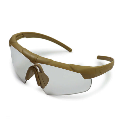 Military Tactical Glasses with tan frame and anti-fog lens, designed for combat and tactical professionals.
